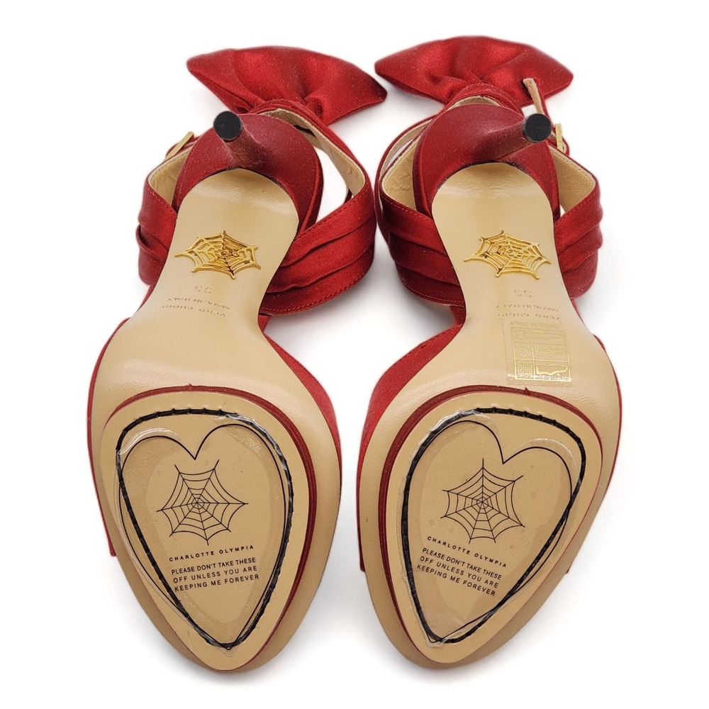 Charlotte Olympia Wallace Bow-Back Satin Evening Sandal | Red | NWOB $825 35 - Picture 6 of 6